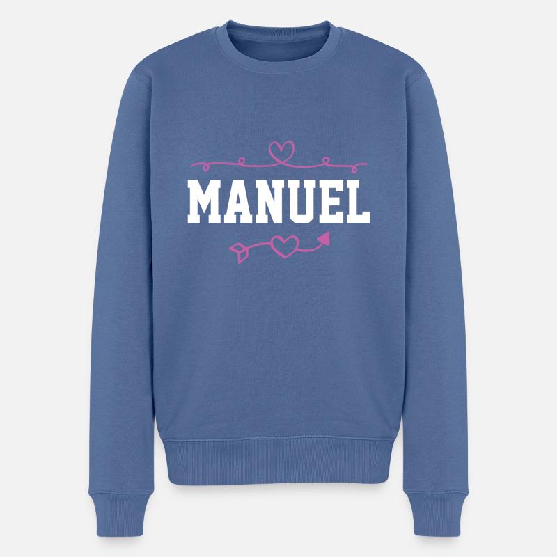 Manuel - Männer Premium Bio Pullover - Taubenblau