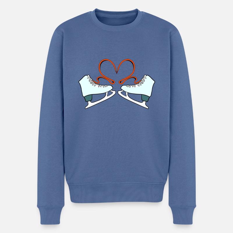 Eislaufen Schlittschuhe Liebe - Männer Premium Bio Pullover - Taubenblau