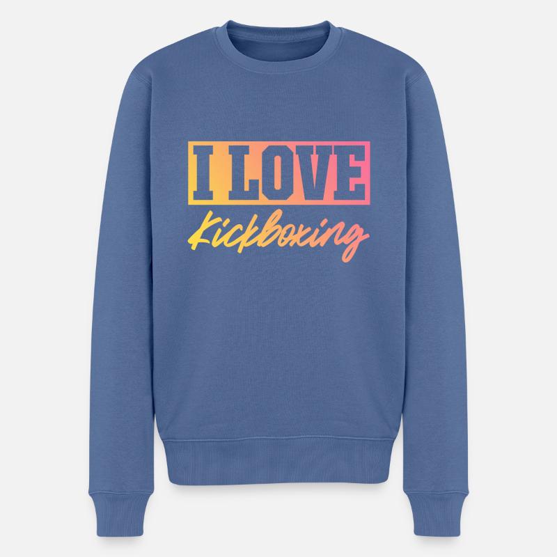 J’adore le kick boxing - Pull Premium bio Homme - bleu pigeon