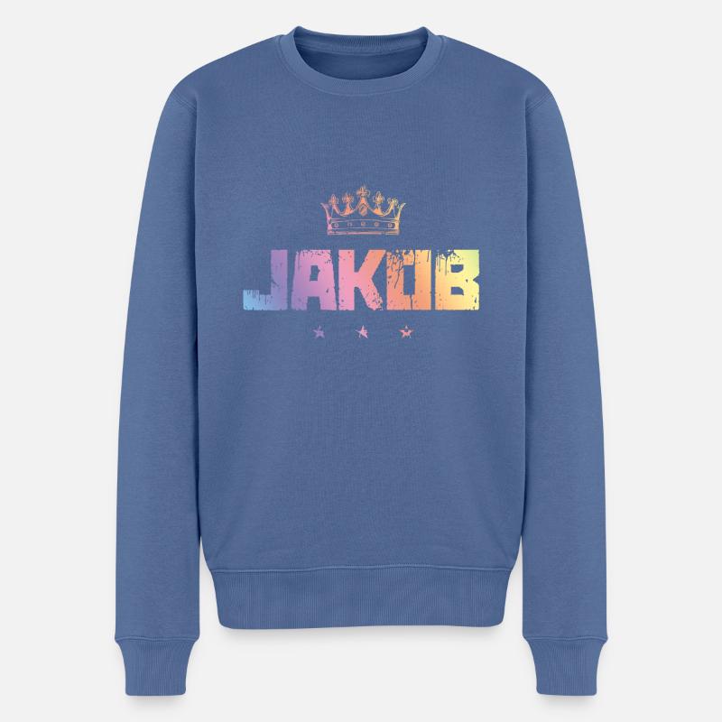 Jakob - Männer Premium Bio Pullover - Taubenblau