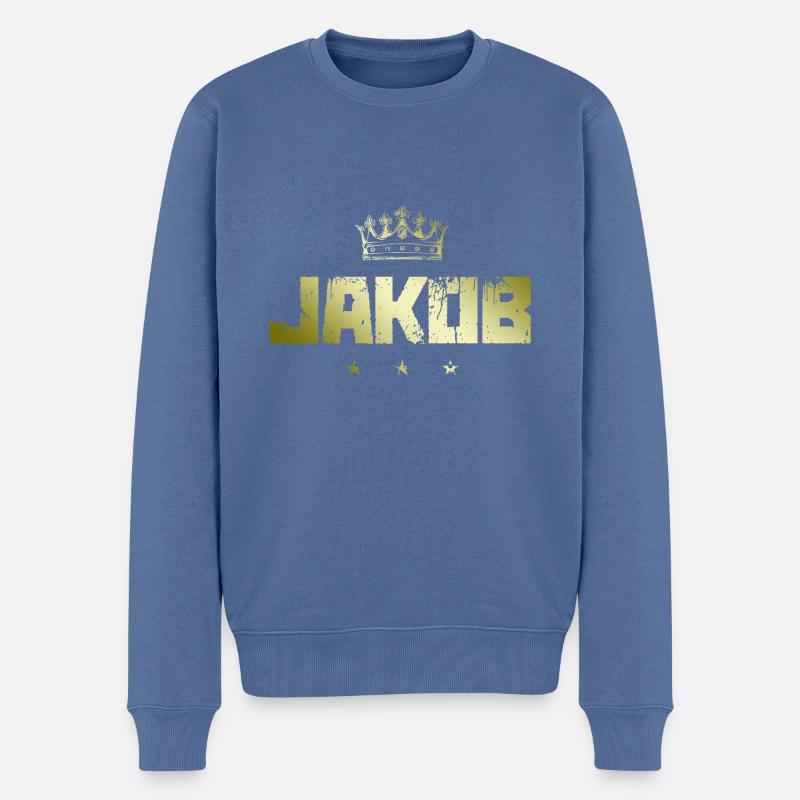Jakob - Männer Premium Bio Pullover - Taubenblau