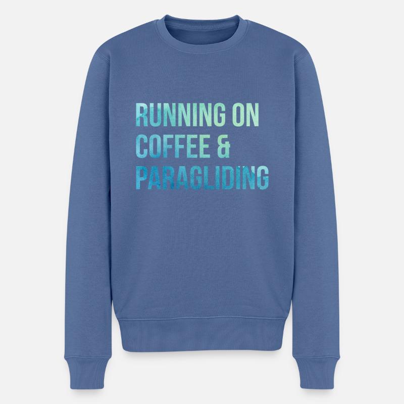 Running On Coffee And Paragliding Paraglider Skydi - Männer Premium Bio Pullover - Taubenblau