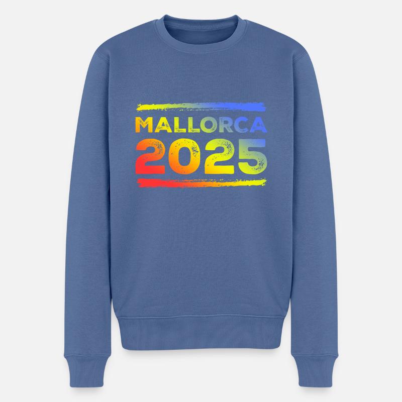 Mallorca 2025 Bunt - Männer Premium Bio Pullover - Taubenblau