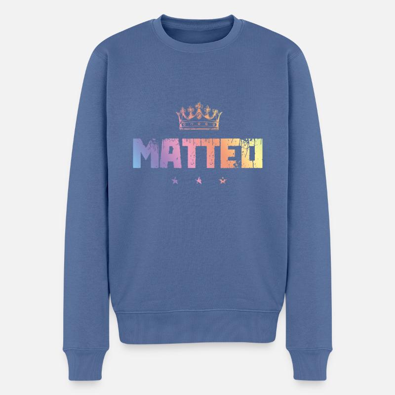 Matteo - Männer Premium Bio Pullover - Taubenblau
