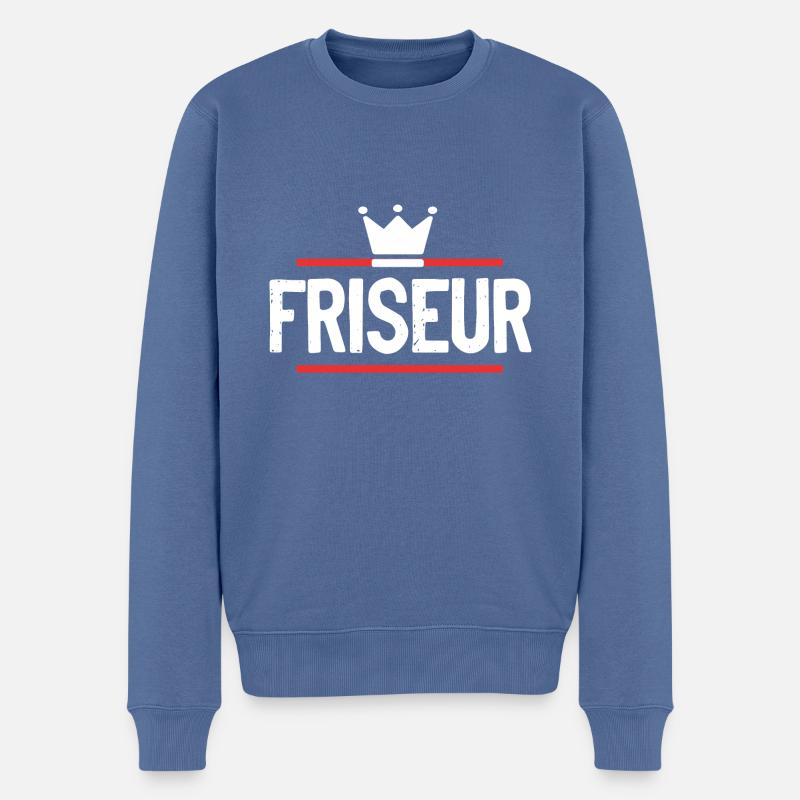 Friseur Beruf - Männer Premium Bio Pullover - Taubenblau