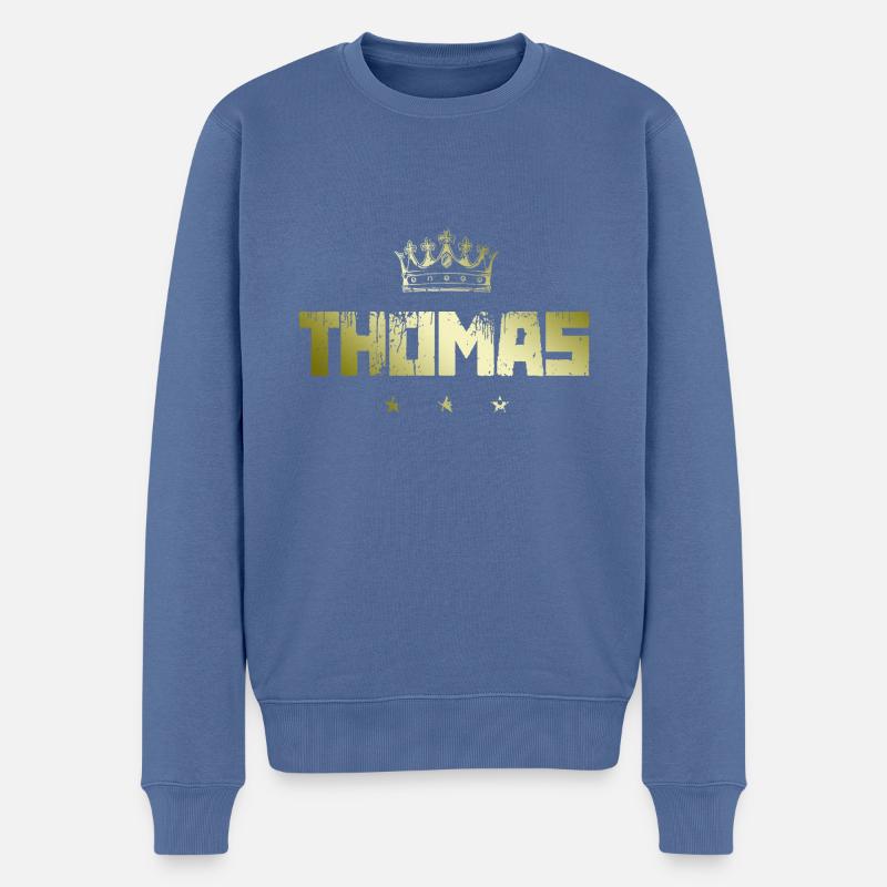Thomas - Männer Premium Bio Pullover - Taubenblau