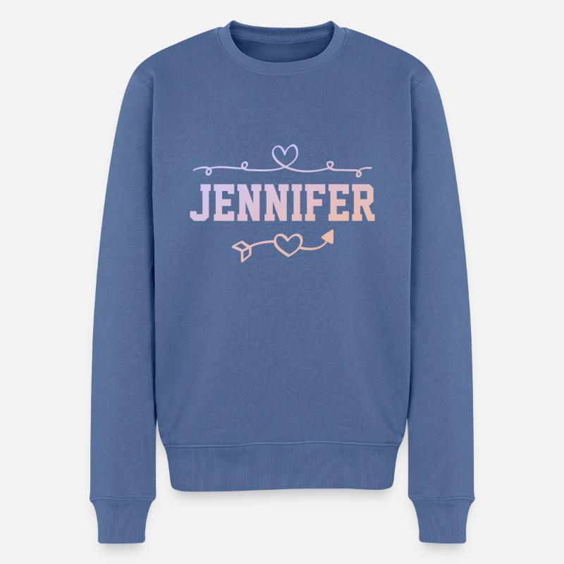 Jennifer - Männer Premium Bio Pullover - Taubenblau