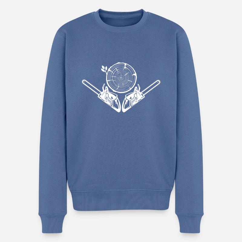 Tronçonneuse Axt Förster Bûcheron scie chaîne - Pull Premium bio Homme - bleu pigeon