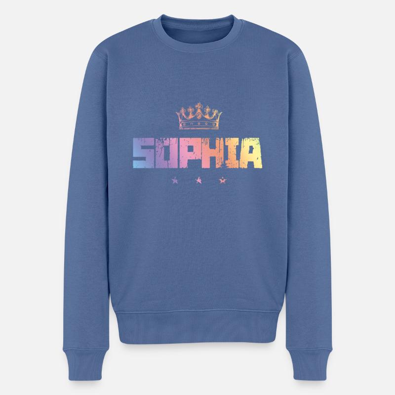 Sophia - Männer Premium Bio Pullover - Taubenblau