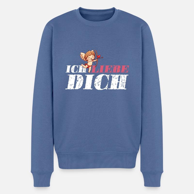 Ich Liebe Dich Amor - Männer Premium Bio Pullover - Taubenblau