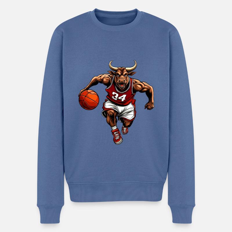 Basketball Stier - Männer Premium Bio Pullover - Taubenblau