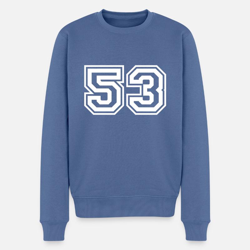 53 Numéro de numéro - Pull Premium bio Homme - bleu pigeon