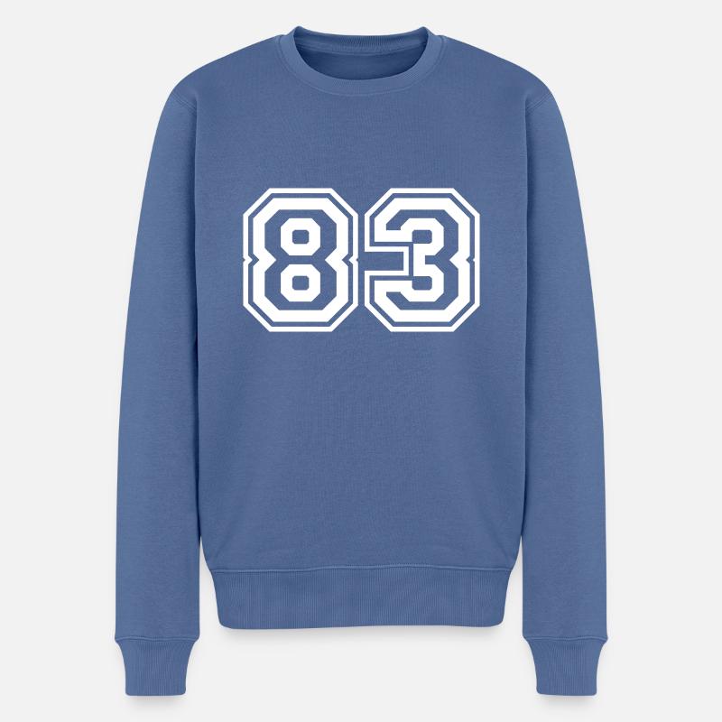 83 Numéro de numéro - Pull Premium bio Homme - bleu pigeon