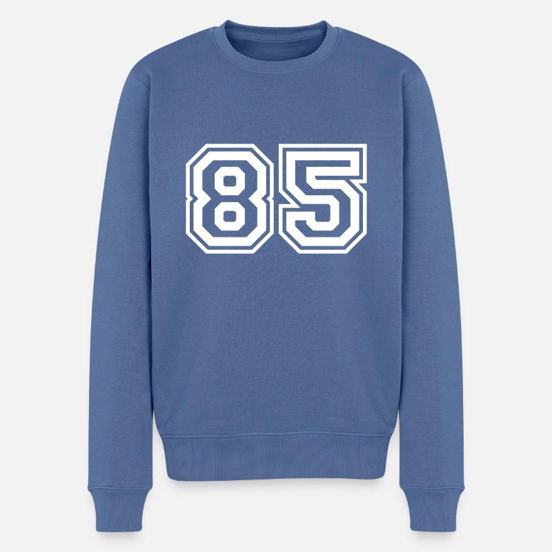 85 Numéro de numéro - Pull Premium bio Homme - bleu pigeon
