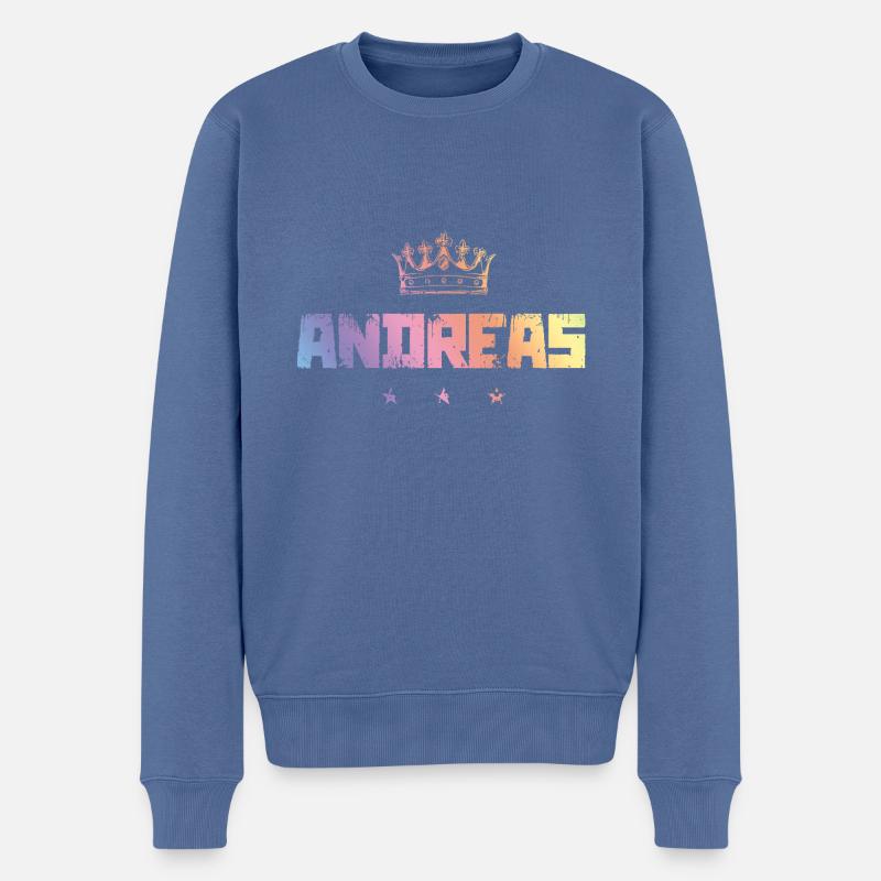 Andreas - Männer Premium Bio Pullover - Taubenblau