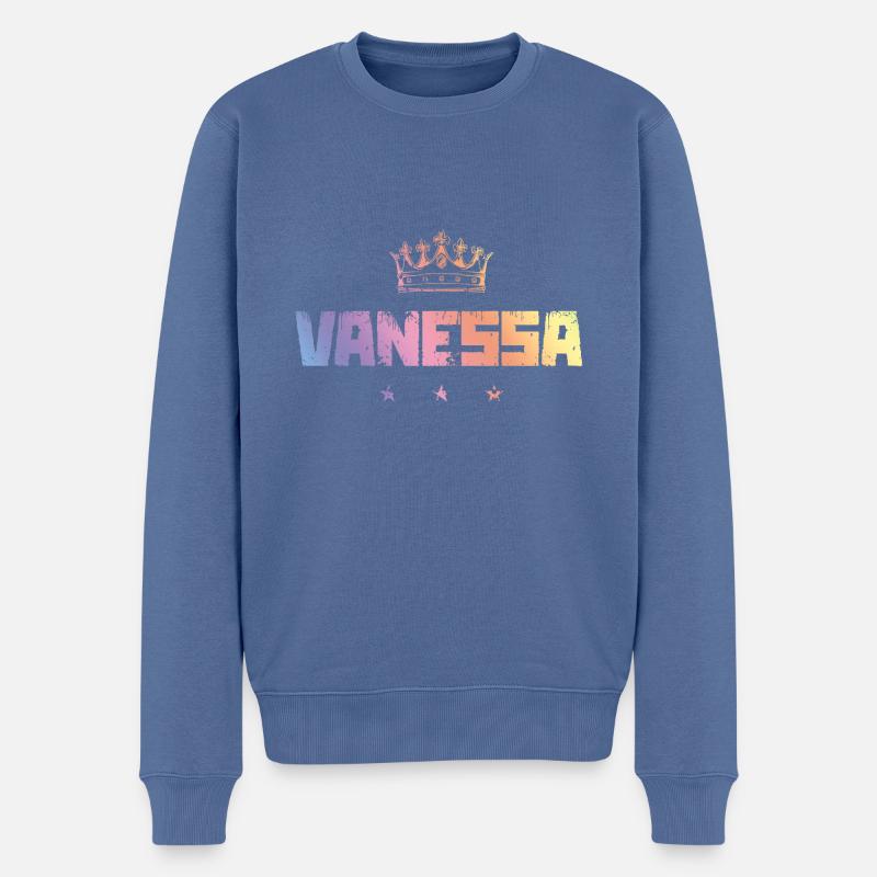 Vanessa - Männer Premium Bio Pullover - Taubenblau