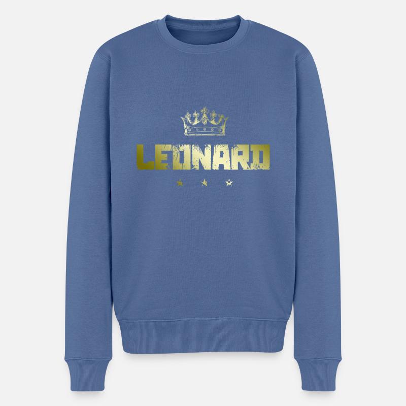 Leonard - Männer Premium Bio Pullover - Taubenblau