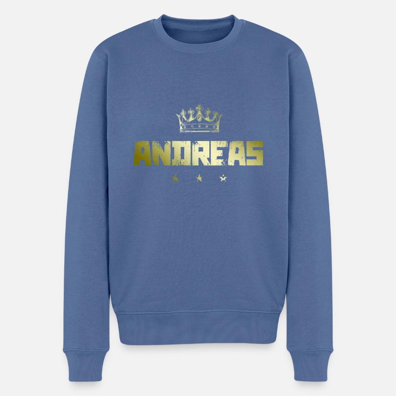 Andreas - Männer Premium Bio Pullover - Taubenblau
