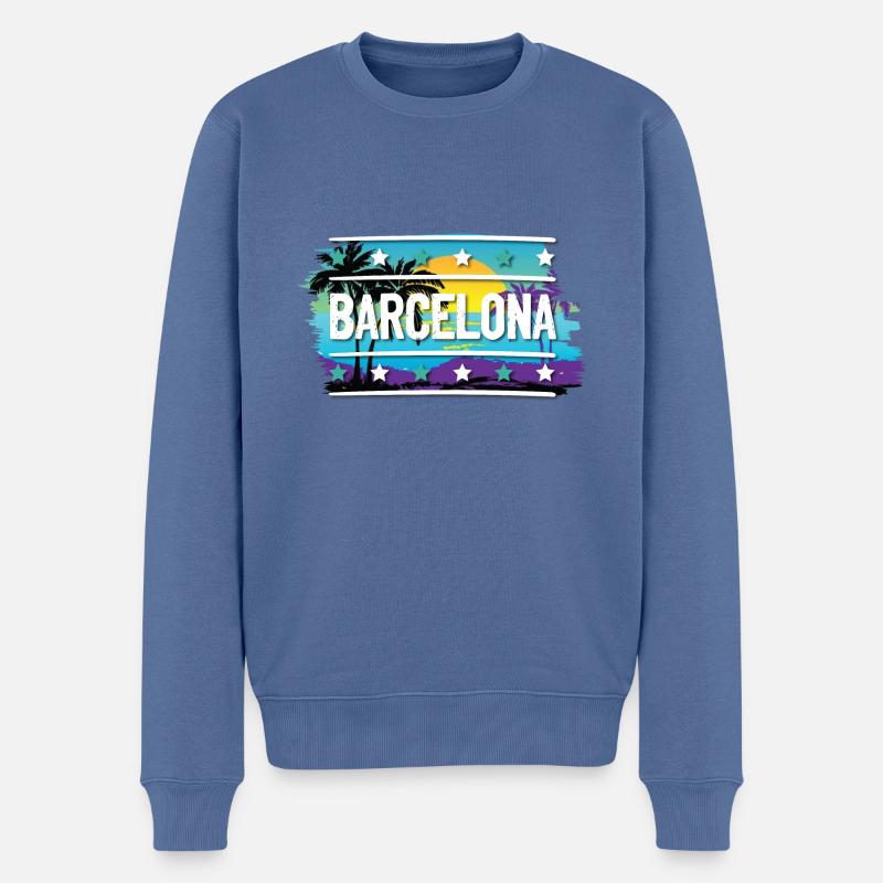 Barcelone - Pull Premium bio Homme - bleu pigeon