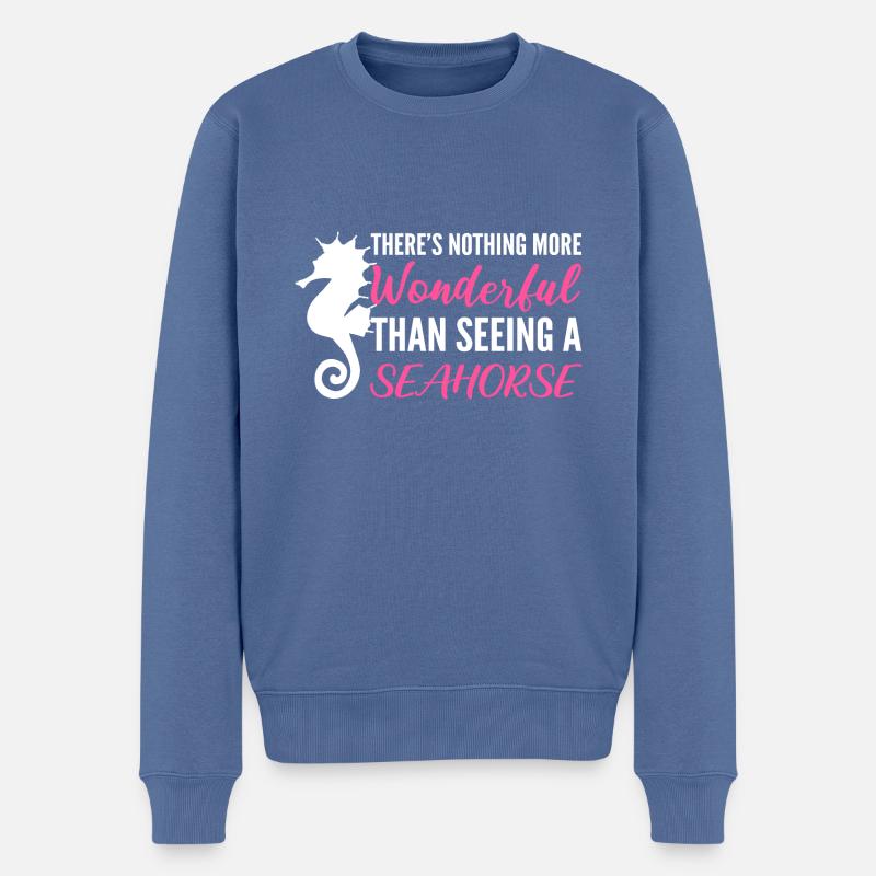 Merveilleux cadeau Thalasophile hippocampe - Pull Premium bio Homme - bleu pigeon