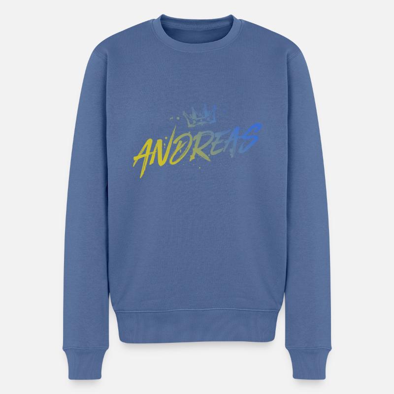 Andreas - Männer Premium Bio Pullover - Taubenblau