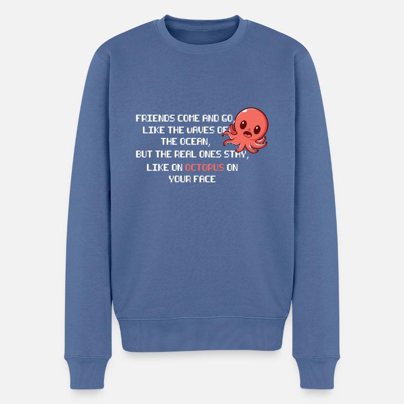 Octopus Face Funny Freundlich und lustig Geschenk - Männer Premium Bio Pullover - Taubenblau