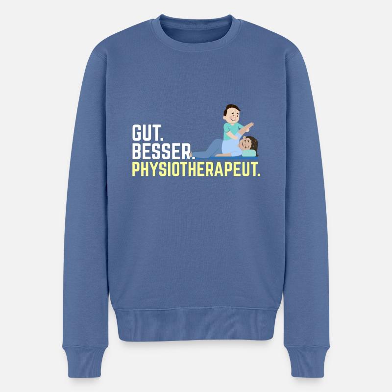 Physiotherapeut Gut Besser Herren Physio Lustiges - Männer Premium Bio Pullover - Taubenblau