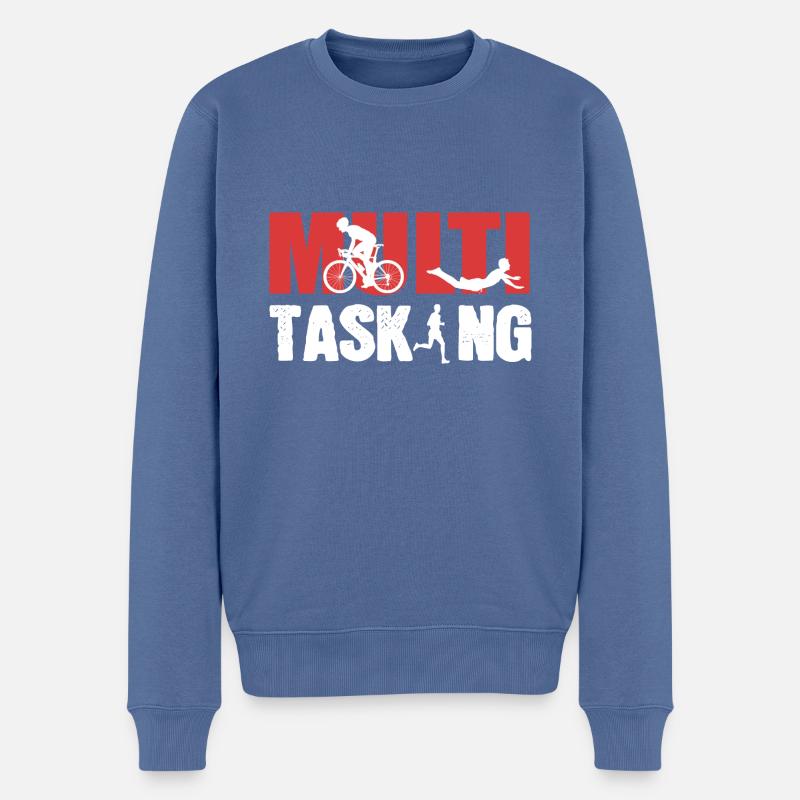 Multitasking Radfahrer Gift - Männer Premium Bio Pullover - Taubenblau