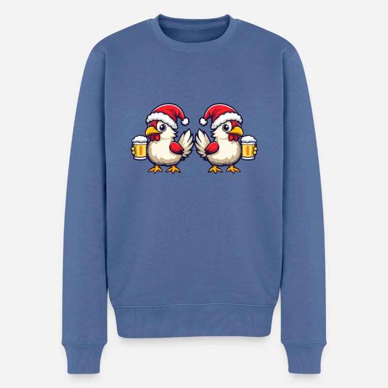 Huhn Weihnachten Bier Team - Männer Premium Bio Pullover - Taubenblau