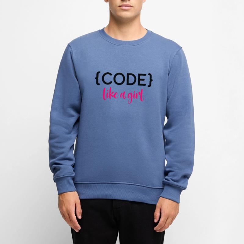 Code Like A Girl Programming Coder Computer Geek D Männer Premium Bio Pullover
