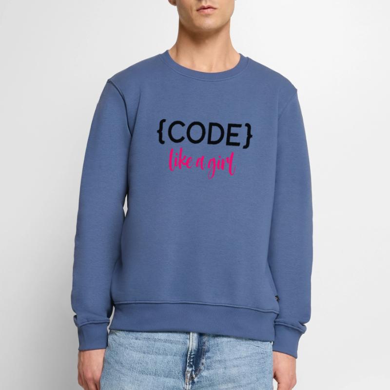 Code Like A Girl Programming Coder Computer Geek D Männer Premium Bio Pullover