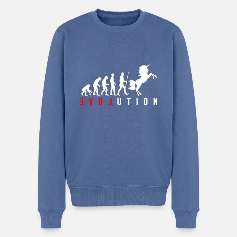Evolution Licorne - Pull Premium bio Homme - bleu pigeon