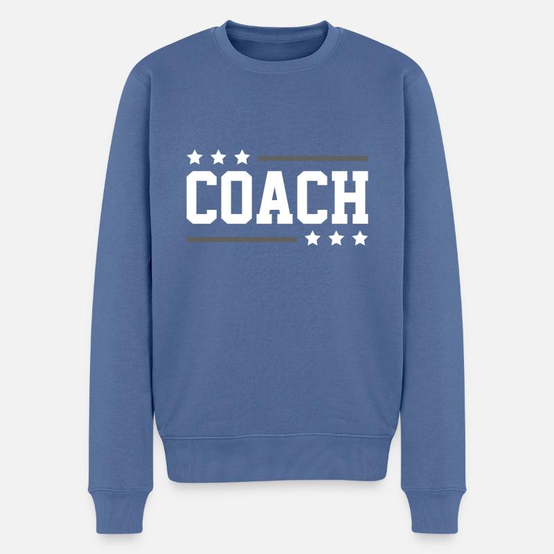 Coach Trainer - Männer Premium Bio Pullover - Taubenblau