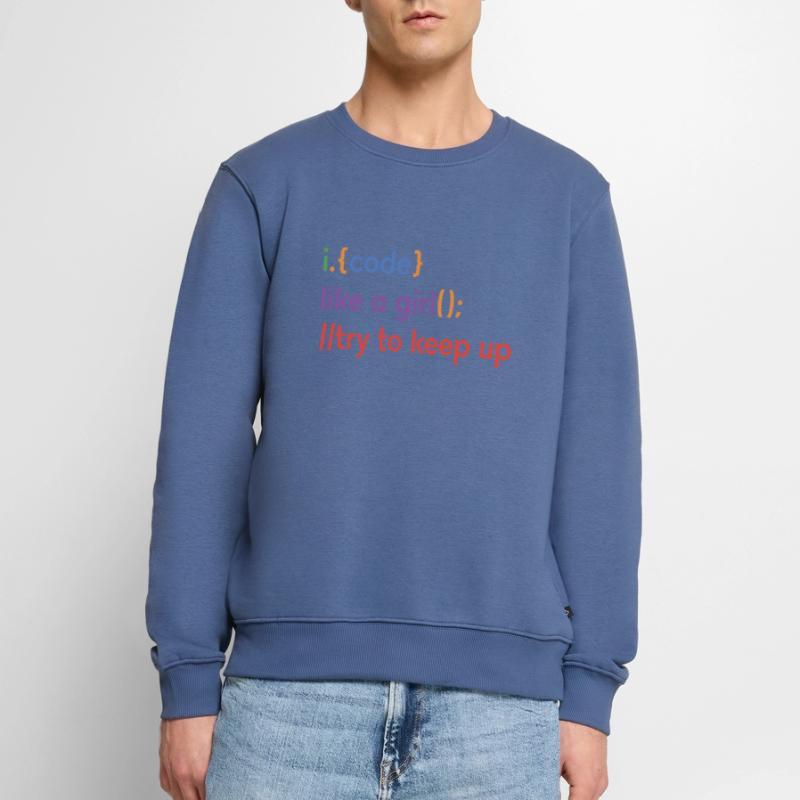 I Code Like A Girl Try To Keep Up Coder Programmer Männer Premium Bio Pullover
