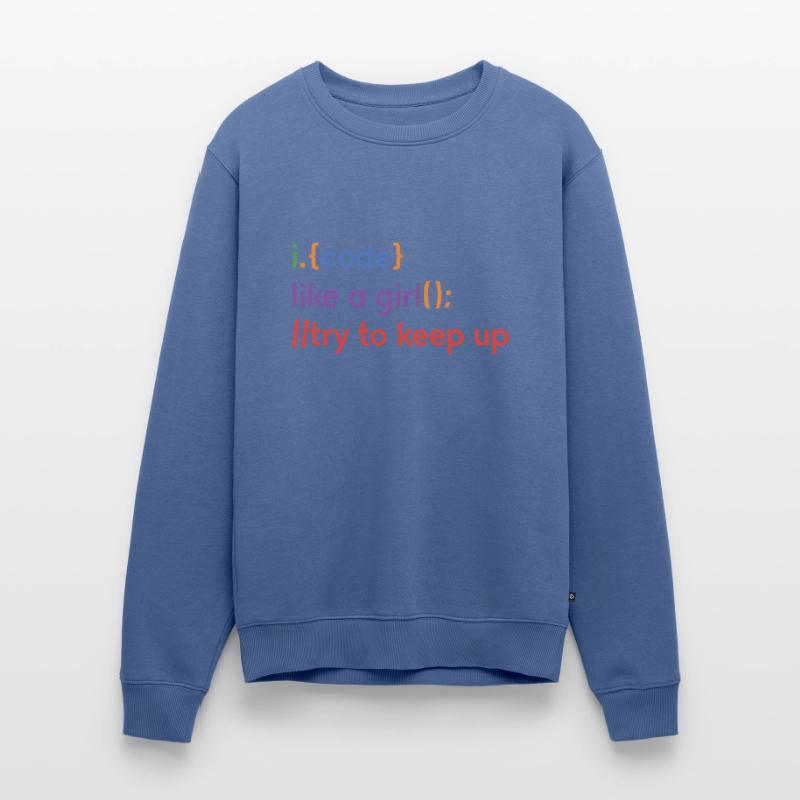 I Code Like A Girl Try To Keep Up Coder Programmer Männer Premium Bio Pullover