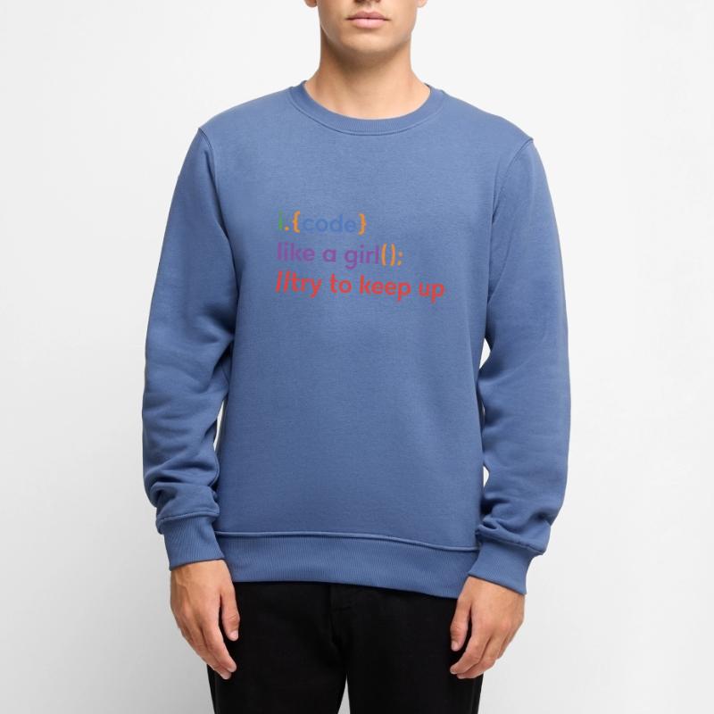 I Code Like A Girl Try To Keep Up Coder Programmer Männer Premium Bio Pullover