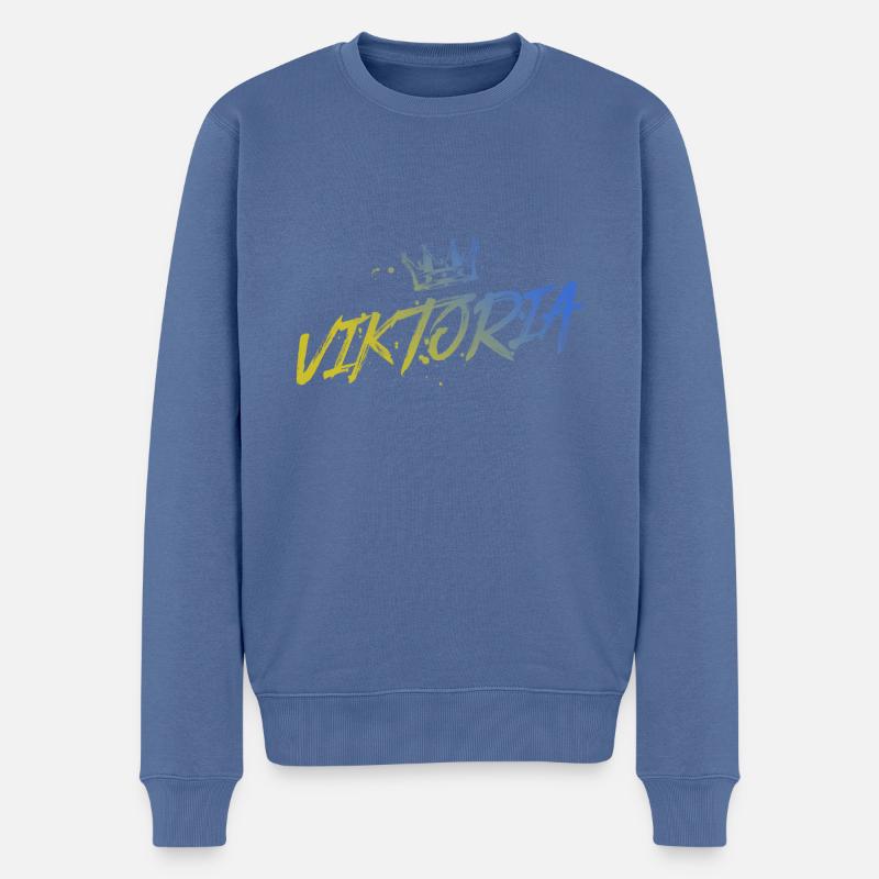 Viktoria - Männer Premium Bio Pullover - Taubenblau