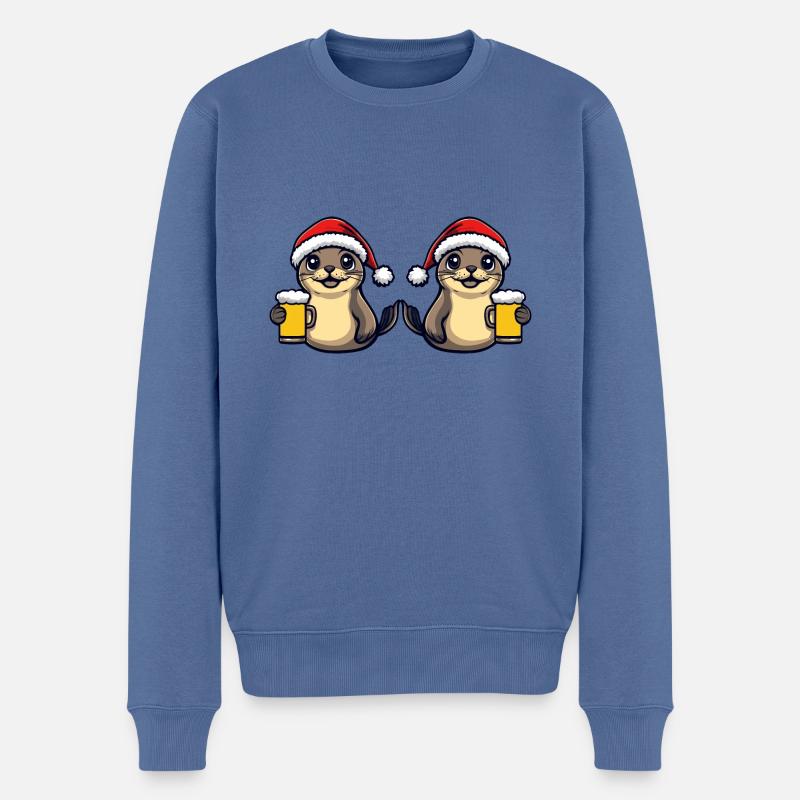 Robbe Tier Weihnachten Bier Team - Männer Premium Bio Pullover - Taubenblau