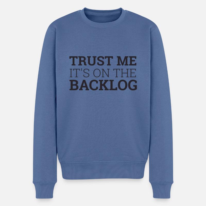 « Backlog » | « Scrum Master » - Pull Premium bio Homme - bleu pigeon
