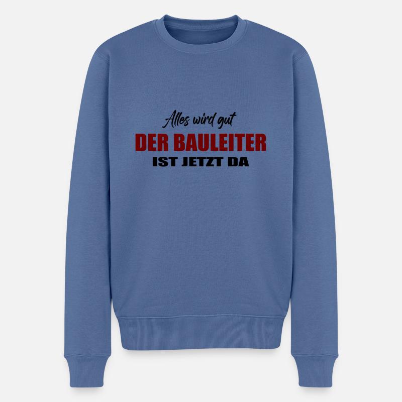 Bauleiter - Männer Premium Bio Pullover - Taubenblau