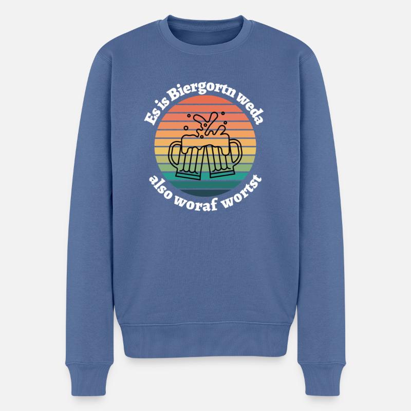 Biergordn weda- bayerischer Spruch - Männer Premium Bio Pullover - Taubenblau