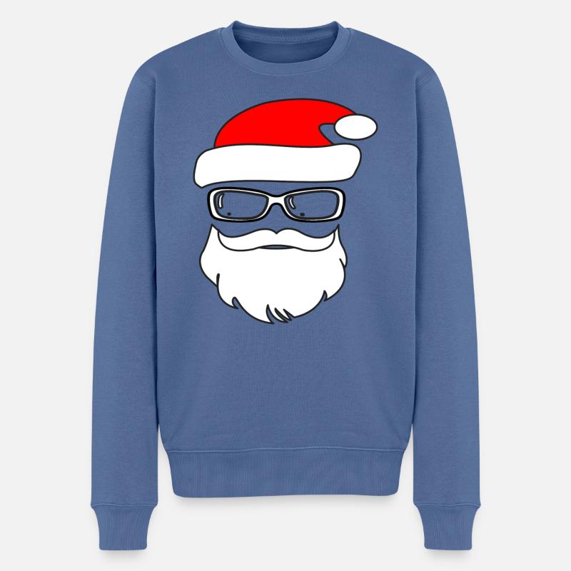 Nikolausmütze Sonnenbrille Bart Weihnachtsmann - Männer Premium Bio Pullover - Taubenblau