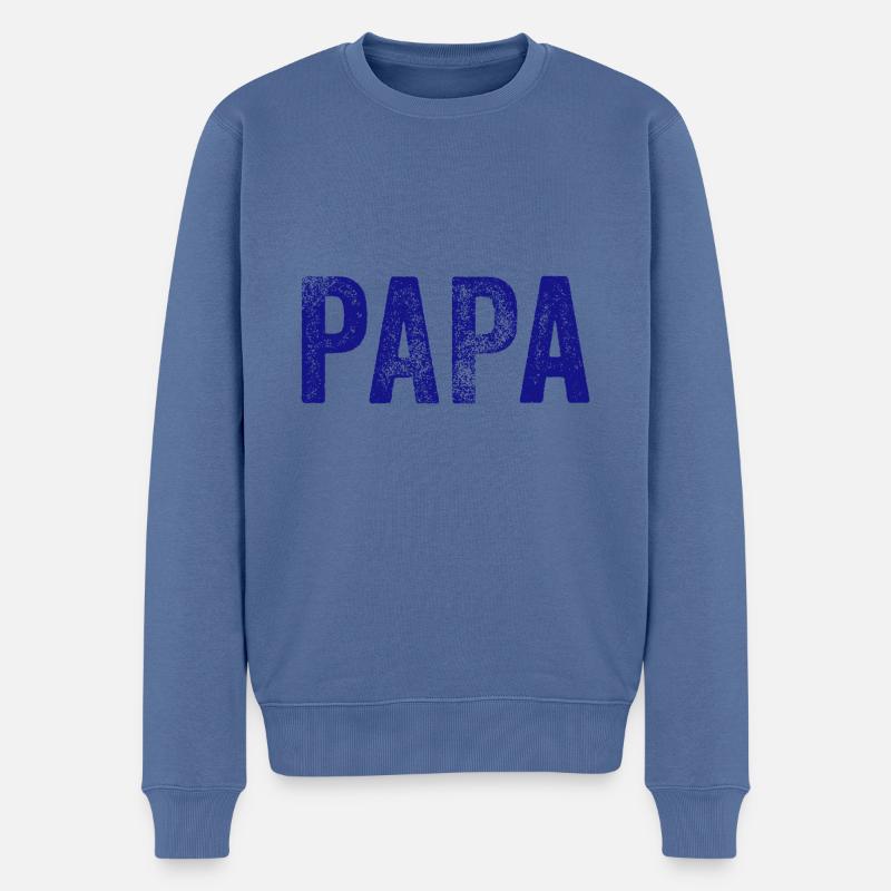 Papa Vater Dad Daddy Geschenk - Männer Premium Bio Pullover - Taubenblau