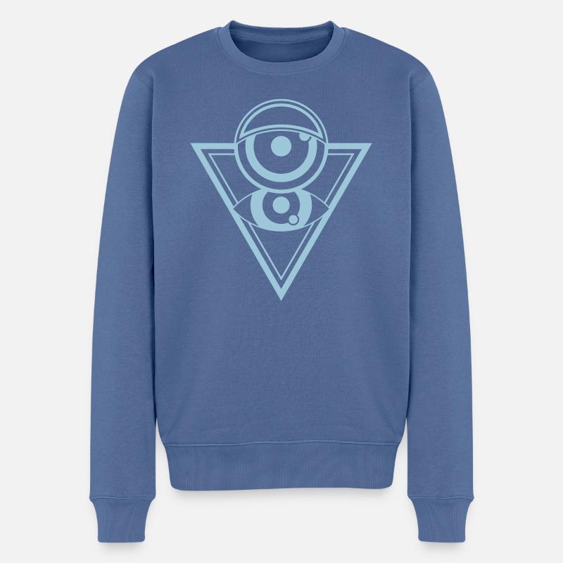 Œil pyramidal - géométrie abstraite - Pull Premium bio Homme - bleu pigeon