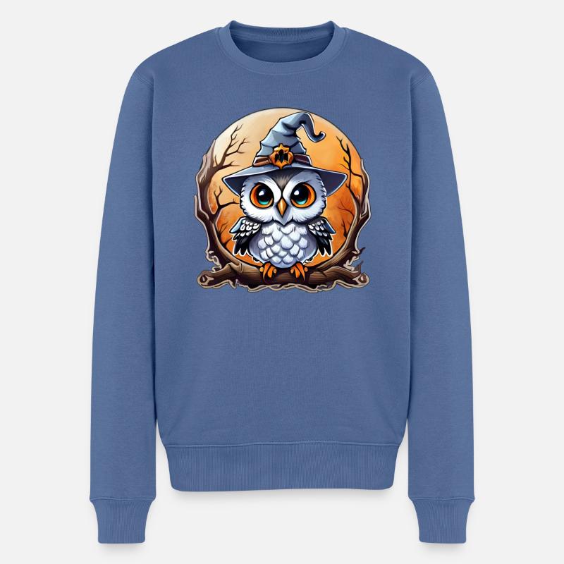 Eulenzauberer Zauberer, Eule und Hut - Männer Premium Bio Pullover - Taubenblau
