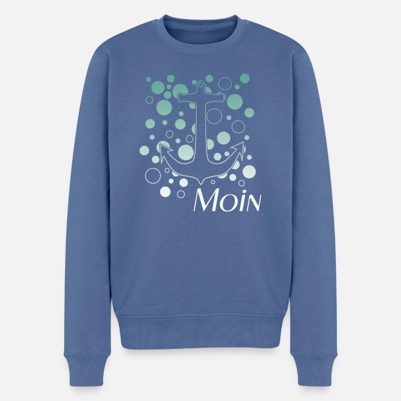 Moin - Männer Premium Bio Pullover - Taubenblau