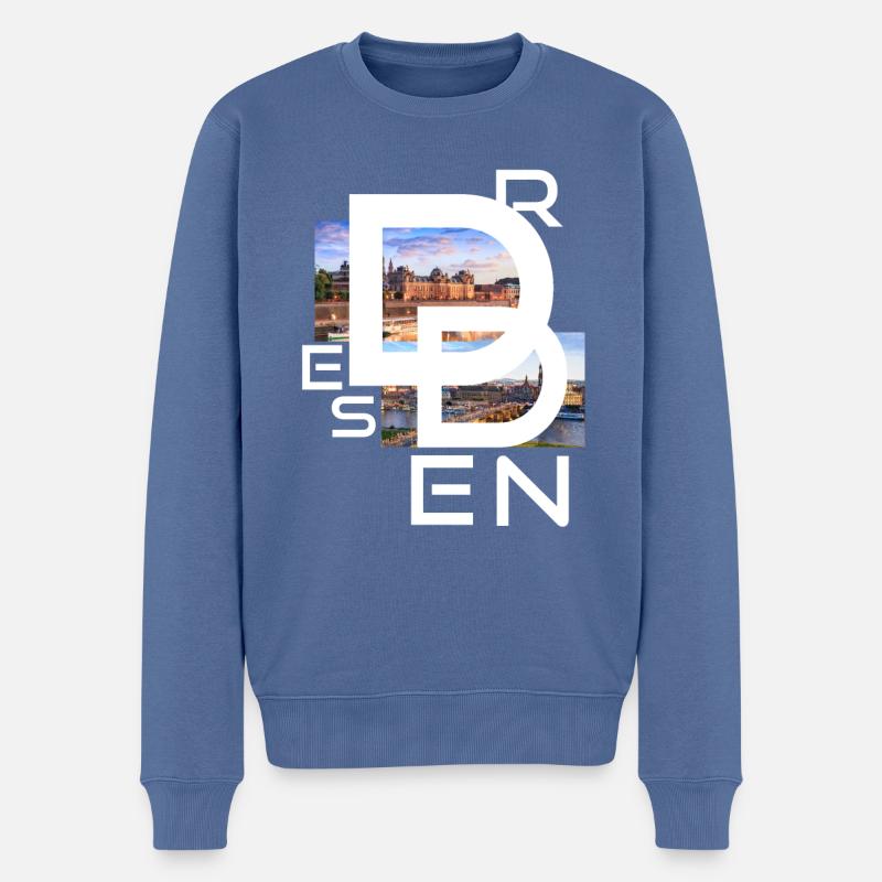 Dresden - Männer Premium Bio Pullover - Taubenblau