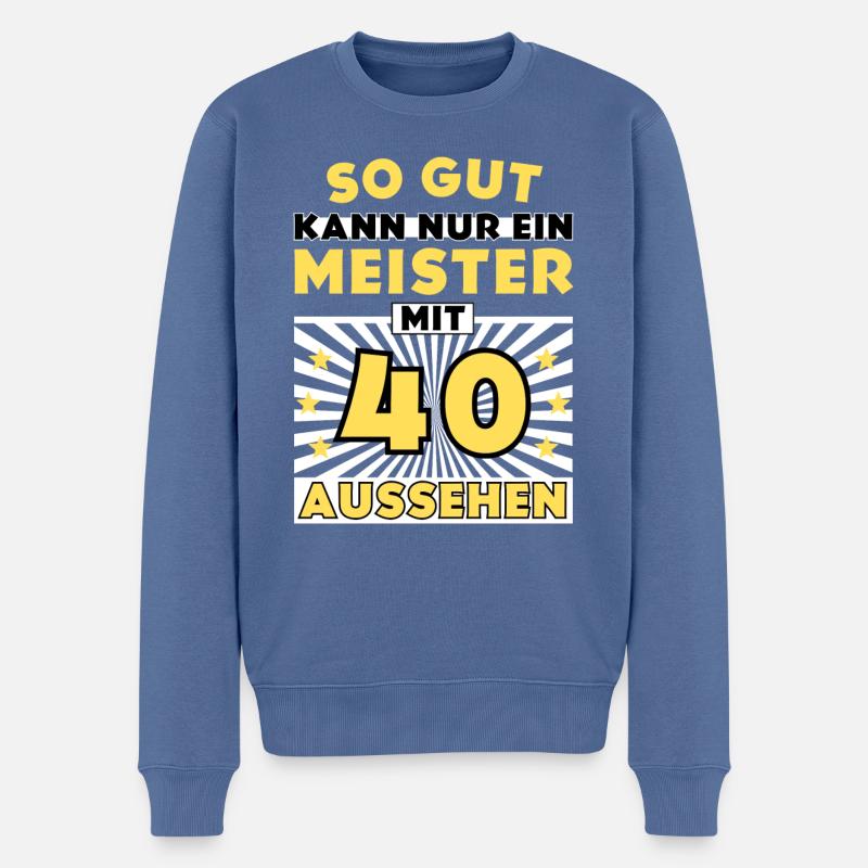 So gut kann nur ein Meister mit 40 aussehen - Männer Premium Bio Pullover - Taubenblau