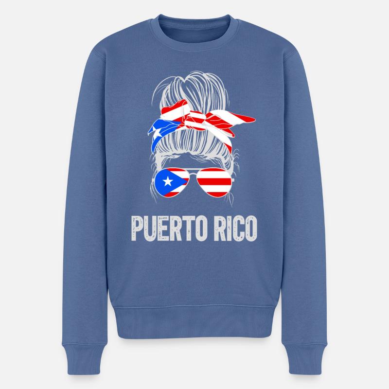 Puerto Rico - Männer Premium Bio Pullover - Taubenblau