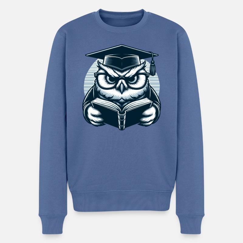 Hibou de lecture - Pull Premium bio Homme - bleu pigeon